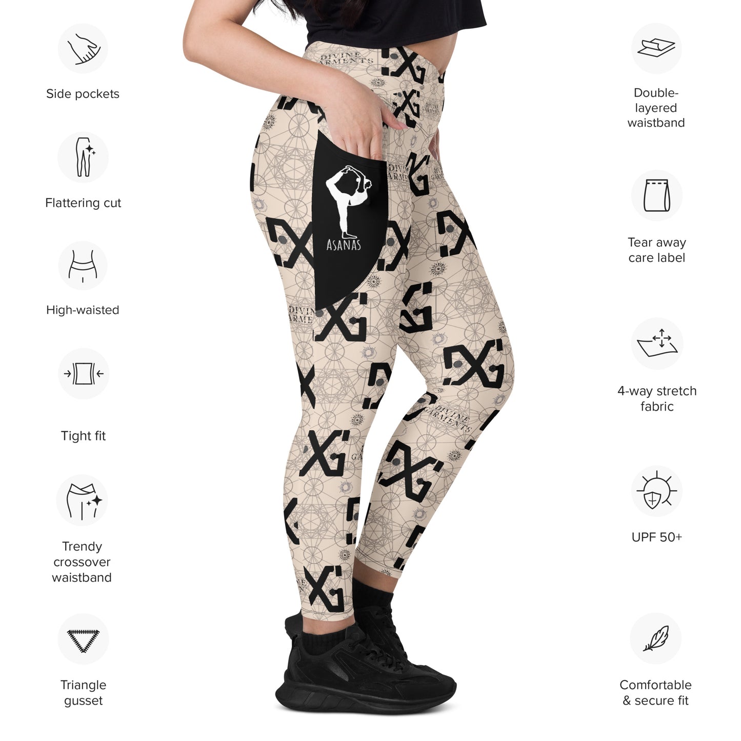 Elevate your workout wardrobe and unleash your inner goddess with Divine Garments Crossover Leggings